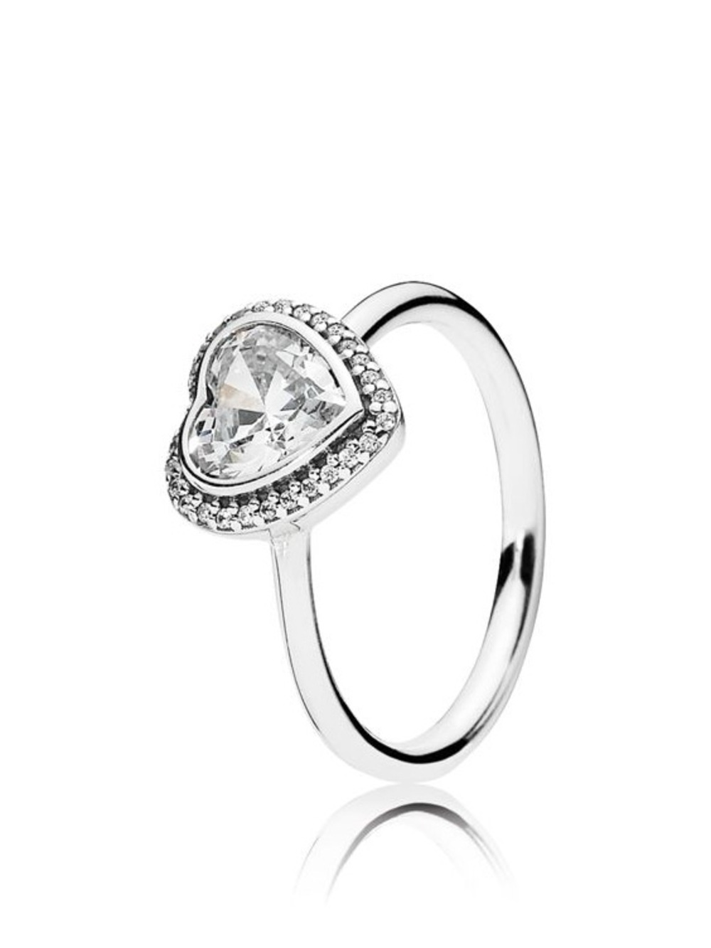 Pandora Silver Sparking Love Heart Statement Ring with Cubic Zirconia